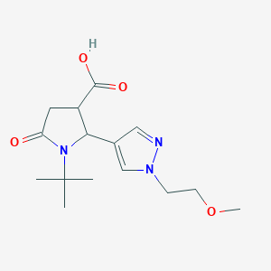 molecular formula C15H23N3O4 B1381044 1-tert-butyl-2-[1-(2-methoxyethyl)-1H-pyrazol-4-yl]-5-oxopyrrolidine-3-carboxylic acid CAS No. 1795305-12-2