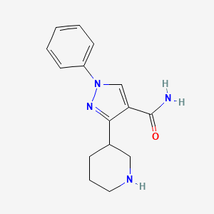 molecular formula C15H18N4O B1381049 1-phenyl-3-(piperidin-3-yl)-1H-pyrazole-4-carboxamide CAS No. 1803587-25-8