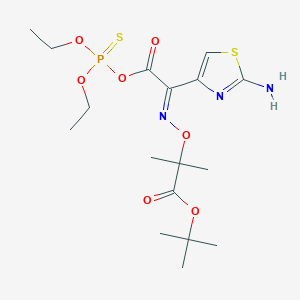 molecular formula C17H28N3O7PS2 B13810532 tert-butyl 2-[(E)-[1-(2-amino-1,3-thiazol-4-yl)-2-diethoxyphosphinothioyloxy-2-oxoethylidene]amino]oxy-2-methylpropanoate 