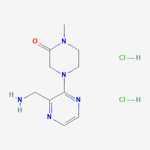molecular formula C10H17Cl2N5O B1381059 4-[3-(Aminomethyl)pyrazin-2-yl]-1-methylpiperazin-2-one dihydrochloride CAS No. 1803588-07-9