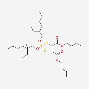 molecular formula C28H55O6PS2 B13810619 Butanedioic acid, ((bis((2-ethylhexyl)oxy)phosphinothioyl)thio)-, dibutyl ester CAS No. 68413-48-9