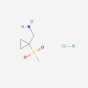 molecular formula C5H12ClNO2S B1381065 盐酸{[1-(甲磺酰基)环丙基]甲基}胺 CAS No. 1628734-96-2