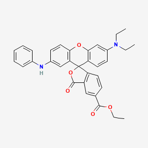 molecular formula C33H30N2O5 B13810712 Spiro[isobenzofuran-1(3H),9'-[9H]xanthene]-5-carboxylic acid, 6'-(diethylamino)-3-oxo-2'-(phenylamino)-, ethyl ester CAS No. 71832-61-6