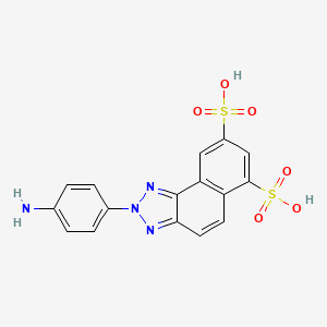 molecular formula C16H12N4O6S2 B13811052 2H-Naphtho[1,2-d]triazole-6,8-disulfonic acid, 2-(4-aminophenyl)- CAS No. 63251-40-1
