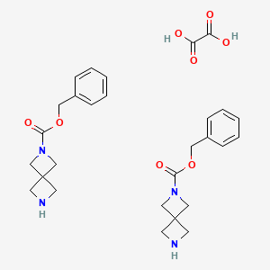 molecular formula C28H34N4O8 B1381116 苯甲基2,6-二氮杂螺[3.3]庚烷-2-羧酸草酸盐(2:1) CAS No. 1523606-36-1