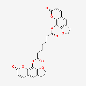 molecular formula C29H24O10 B13811170 Heptanedioic acid, bis(2,3-dihydro-7-oxo-7H-furo(3,2-g)(1)benzopyran-9-yl)ester CAS No. 64508-91-4