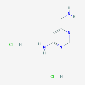 molecular formula C5H10Cl2N4 B1381120 6-(Aminomethyl)pyrimidin-4-amine dihydrochloride CAS No. 1523618-18-9