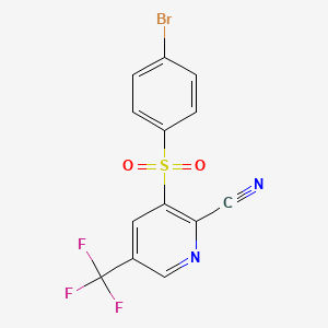 molecular formula C13H6BrF3N2O2S B1381121 3-(4-Bromoophenyl)sulfanyl-5-(trifluoromethyl)pyridine-2-carbonitrile CAS No. 1672675-21-6