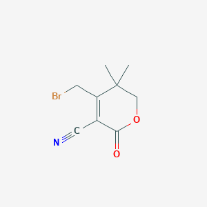molecular formula C9H10BrNO2 B13811223 4-(Bromomethyl)-5,5-dimethyl-2-oxo-5,6-dihydro-2H-pyran-3-carbonitrile CAS No. 80946-00-5
