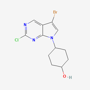 molecular formula C12H13BrClN3O B1381123 反式-4-(5-溴-2-氯-7H-吡咯并[2,3-d]嘧啶-7-基)环己醇 CAS No. 1630906-40-9