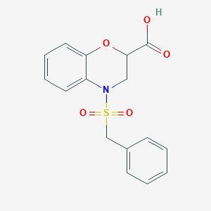 B1381126 4-(Benzylsulfonyl)-3,4-dihydro-2H-1,4-benzoxazine-2-carboxylic acid CAS No. 1858249-67-8