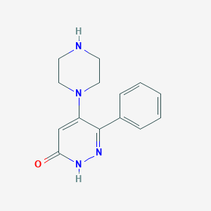 molecular formula C14H16N4O B138113 6-苯基-5-(哌嗪-1-基)嘧啶并-3(2H)-酮 CAS No. 132814-16-5