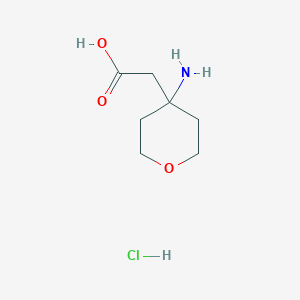 molecular formula C7H14ClNO3 B1381130 (4-氨基四氢-2H-吡喃-4-基)乙酸盐酸盐 CAS No. 1335042-82-4