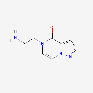 molecular formula C8H10N4O B1381135 5-(2-aminoethyl)pyrazolo[1,5-a]pyrazin-4(5H)-one CAS No. 1566152-06-4