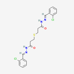 molecular formula C20H20Cl2N4O2S B13811371 N-[(E)-(2-chlorophenyl)methylideneamino]-3-[3-[(2E)-2-[(2-chlorophenyl)methylidene]hydrazinyl]-3-oxopropyl]sulfanylpropanamide 
