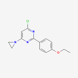 molecular formula C14H14ClN3O B13811401 Pyrimidine, 6-aziridino-4-chloro-2-(p-ethoxyphenyl)- CAS No. 78232-28-7