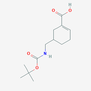 molecular formula C13H21NO4 B1381145 5-(((tert-Butoxycarbonyl)amino)methyl)cyclohex-1-enecarboxylic acid CAS No. 1434141-75-9