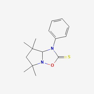 molecular formula C15H20N2OS B13811810 Pyrrolo[1,2-b][1,2,4]oxadiazole-2(1H)-thione, tetrahydro-5,5,7,7-tetramethyl-1-phenyl- 