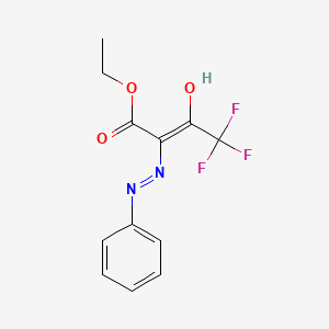 molecular formula C12H11F3N2O3 B13811903 ethyl (2E)-4,4,4-trifluoro-3-oxo-2-(2-phenylhydrazin-1-ylidene)butanoate 