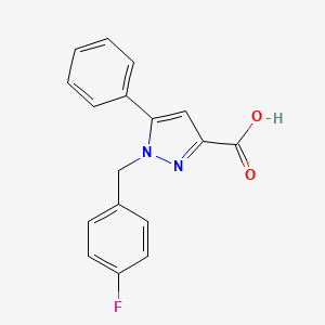 molecular formula C17H13FN2O2 B1381193 1-(4-Fluorobenzyl)-5-phenyl-1H-pyrazole-3-carboxylic acid CAS No. 1020240-00-9