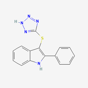 molecular formula C15H11N5S B13811952 1H-Indole, 2-phenyl-3-(1H-tetrazol-5-ylthio)- CAS No. 66354-89-0