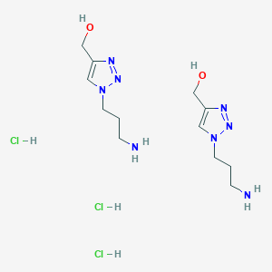molecular formula C12H27Cl3N8O2 B1381201 (1-(3-aminopropyl)-1H-1,2,3-triazol-4-yl)methanol sesquihydrochloride CAS No. 1820673-62-8