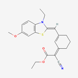 molecular formula C22H24N2O3S B13812030 ethyl (2Z)-2-cyano-2-[3-[(Z)-(3-ethyl-6-methoxy-1,3-benzothiazol-2-ylidene)methyl]cyclohex-2-en-1-ylidene]acetate 