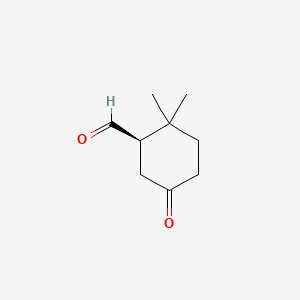 molecular formula C9H14O2 B13812100 Cyclohexanecarboxaldehyde, 2,2-dimethyl-5-oxo-, (R)-(9CI) 