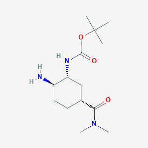molecular formula C14H27N3O3 B1381220 叔丁基((1R,2R,5R)-2-氨基-5-(二甲基氨基羰基)环己基)氨基甲酸酯 CAS No. 2081883-53-4