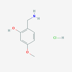 molecular formula C8H12ClNO2 B1381254 2-(Aminomethyl)-5-methoxyphenol hydrochloride CAS No. 1803591-93-6