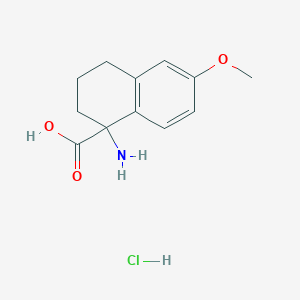 molecular formula C12H16ClNO3 B1381261 1-Amino-6-methoxy-1,2,3,4-tetrahydronaphthalene-1-carboxylic acid hydrochloride CAS No. 1803584-43-1