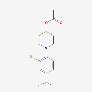 molecular formula C14H16BrF2NO2 B1381271 1-(2-Bromo-4-(difluoromethyl)phenyl)piperidin-4-yl acetate CAS No. 1704073-25-5