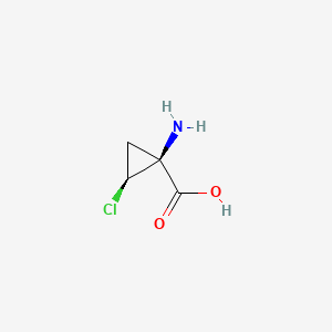 molecular formula C4H6ClNO2 B13812783 Cyclopropanecarboxylic acid,1-amino-2-chloro-,(1s-trans)-(9ci) 