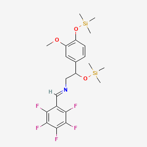 molecular formula C22H28F5NO3Si2 B13812831 Benzeneethanamine, 3-methoxy-N-[(pentafluorophenyl)methylene]-beta,4-bis[(trimethylsilyl)oxy]- 