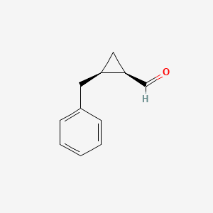 molecular formula C11H12O B13812867 Cyclopropanecarboxaldehyde,2-(phenylmethyl)-,cis-(9ci) 