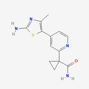 molecular formula C13H14N4OS B1381296 1-(4-(2-Amino-4-methylthiazol-5-yl)pyridin-2-yl)cyclopropanecarboxamide CAS No. 1395492-51-9