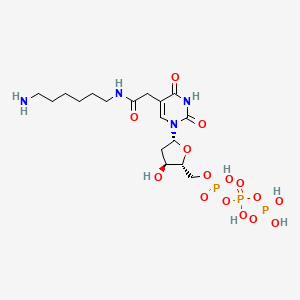 molecular formula C17H31N4O15P3 B1381316 alpha-(6-Aminohexylcarbamoyl)thymidine 5'-triphosphoric acid CAS No. 402789-71-3