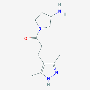 molecular formula C12H20N4O B1381322 1-(3-Aminopyrrolidin-1-yl)-3-(3,5-dimethyl-1H-pyrazol-4-yl)propan-1-one CAS No. 1706533-09-6