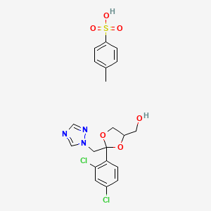 molecular formula C20H21Cl2N3O6S B13813284 cis-[2-(2,4-Dichlorophenyl)-2-(1H-1,2,4-triazol-1-ylmethyl)-1,3-dioxolan-4-yl]methyl-4-methylbenzen-esulphonate 