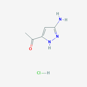 molecular formula C5H8ClN3O B1381339 1-(3-Amino-1H-pyrazol-5-yl)ethanone hydrochloride CAS No. 1373267-26-5