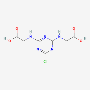 molecular formula C7H8ClN5O4 B13813414 GLYCINE, N,N'-(6-CHLORO-s-TRIAZINE-2,4-DIYL)DI- CAS No. 6504-85-4
