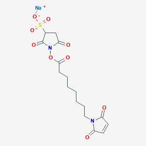 molecular formula C16H19N2NaO9S B13813502 Sodium;1-[8-(2,5-dioxopyrrol-1-yl)octanoyloxy]-2,5-dioxopyrrolidine-3-sulfonate 