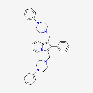 molecular formula C36H39N5 B13813529 Indolizine, 1,3-bis((4-phenyl-1-piperazinyl)methyl)-2-phenyl- CAS No. 58892-68-5
