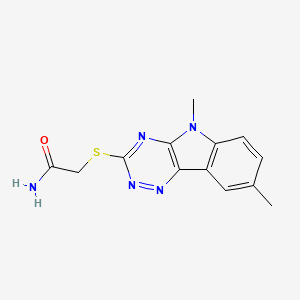 molecular formula C13H13N5OS B13813665 Acetamide,2-[(5,8-dimethyl-5H-1,2,4-triazino[5,6-B]indol-3-YL)thio]- 