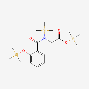 molecular formula C18H33NO4Si3 B13813787 Glycine, N-(trimethylsilyl)-N-[2-[(trimethylsilyl)oxy]benzoyl]-, trimethylsilyl ester 