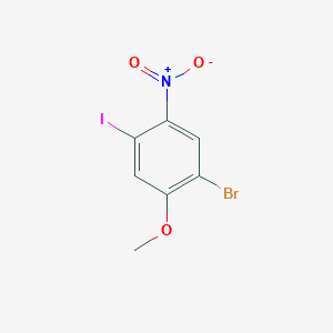molecular formula C7H5BrINO3 B1381379 1-Bromo-4-iodo-2-methoxy-5-nitrobenzene CAS No. 1361021-39-7