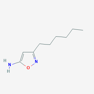 molecular formula C9H16N2O B1381385 3-己基-1,2-噁唑-5-胺 CAS No. 1378851-83-2