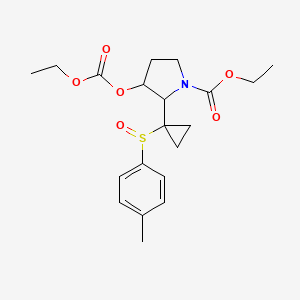 molecular formula C20H27NO6S B13813972 ethyl 3-ethoxycarbonyloxy-2-[1-(4-methylphenyl)sulfinylcyclopropyl]pyrrolidine-1-carboxylate 
