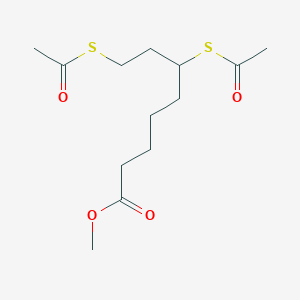 molecular formula C13H22O4S2 B13813986 Methyl 6,8-bis(acetylsulfanyl)octanoate CAS No. 63658-43-5