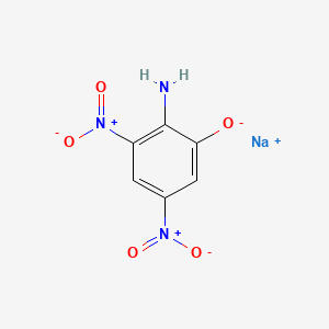 molecular formula C6H4N3NaO5 B13814079 Phenol, 2-amino-3,5-dinitro-, monosodium salt CAS No. 63589-13-9